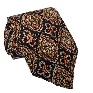 Vintage Burberrys of London Mens Silk Tie Navy Blue Paisley Luxury Necktie